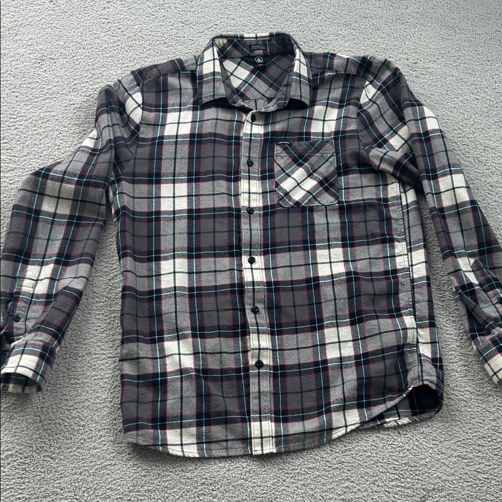 Volcom -Plaid Men's Shirt - Black, White, and Red